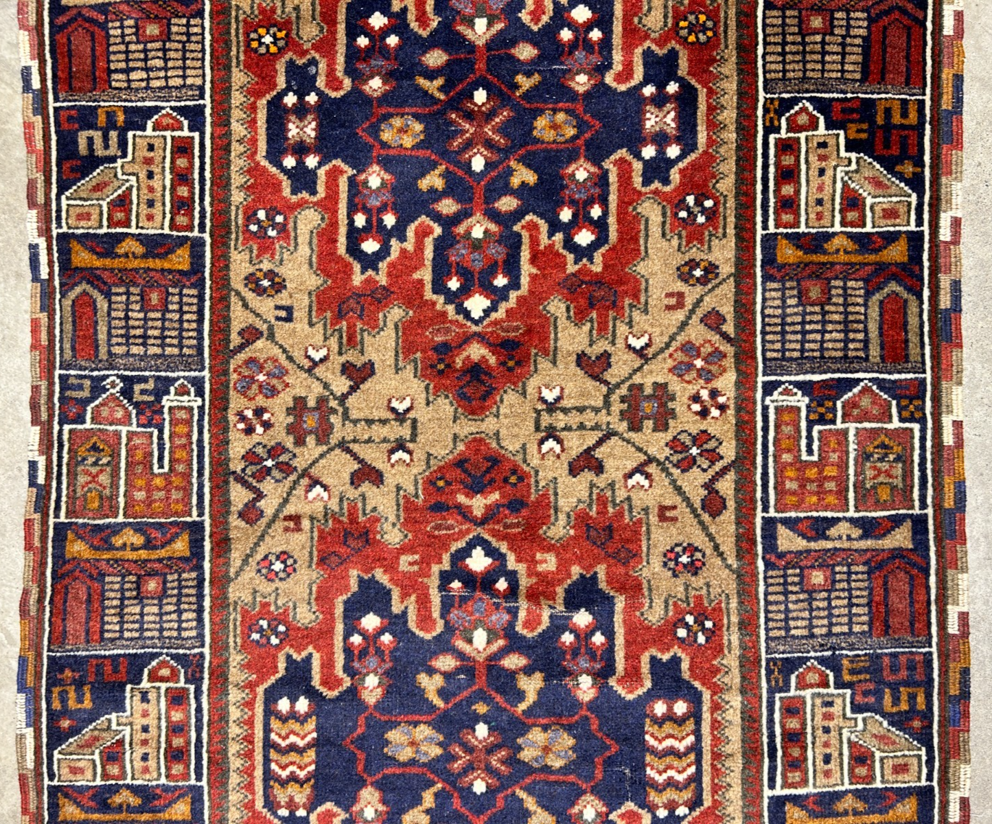 3'x4'2" Antique Hand-Knotted 100% Wool Pile Afghan Rug