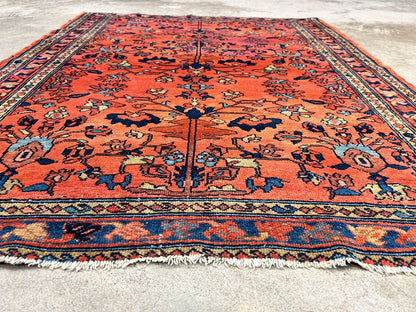 Collector Antique - 3'6"x4'4" Hand-Knotted 100% Wool Pile Sarouke Lilian Rug