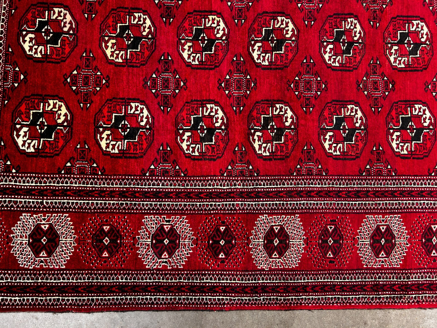 7'6" x 11'5'' Hand-Knotted 100% Wool Pile Turkamane Area Rug - Carpet