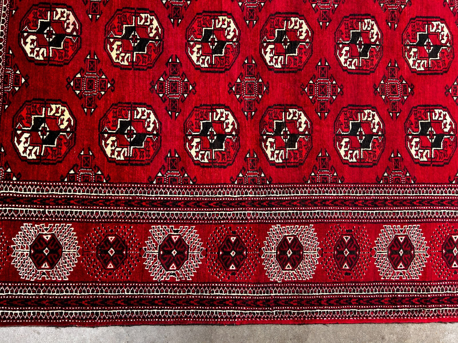 7'6" x 11'5'' Hand-Knotted 100% Wool Pile Turkamane Area Rug - Carpet