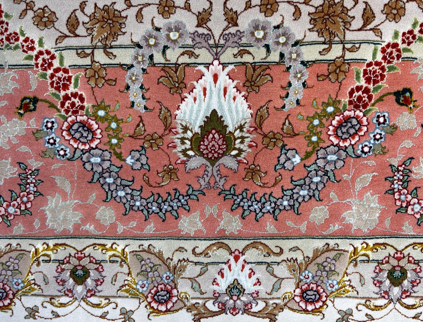 8'3"x11'6" Very Fine Hand-Knotted Wool & Silk Tabrize Area Rug - Signed