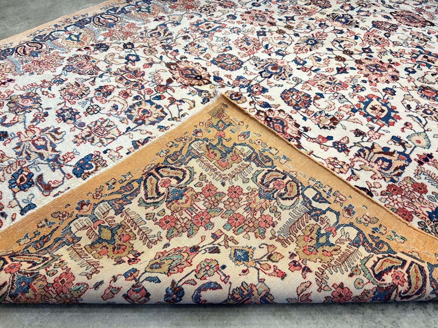 7'x11'10" Antique Hand-Knotted Wool Oriental Kermane Rug - Area Carpet