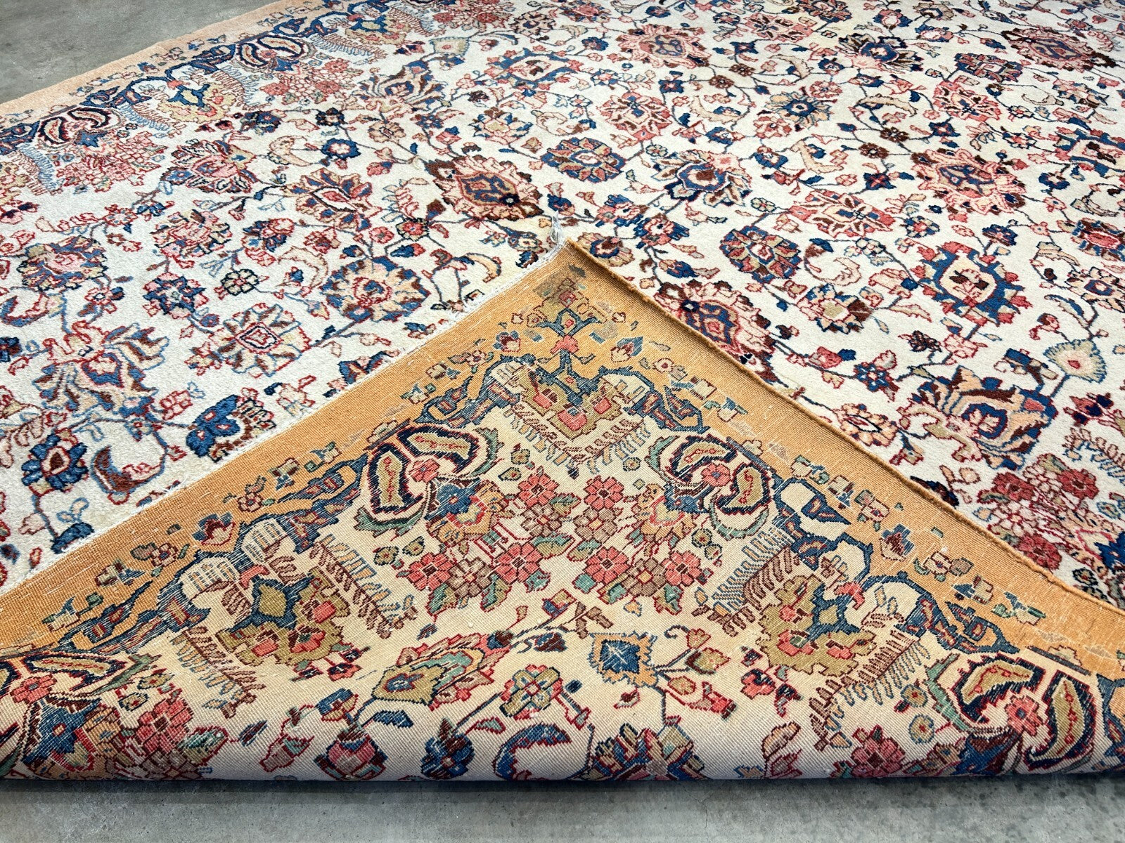 7'x11'10" Antique Hand-Knotted Wool Oriental Kermane Rug - Area Carpet