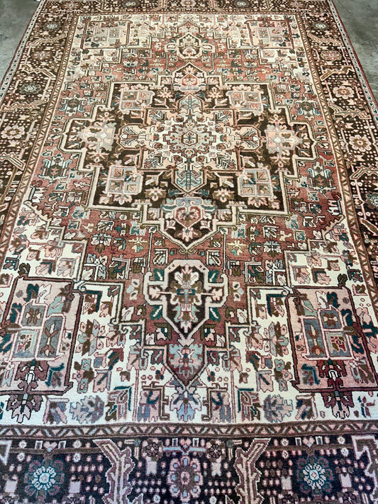 7'5"x11'5" Hand-Knotted 100% Wool Pile Herize Rug