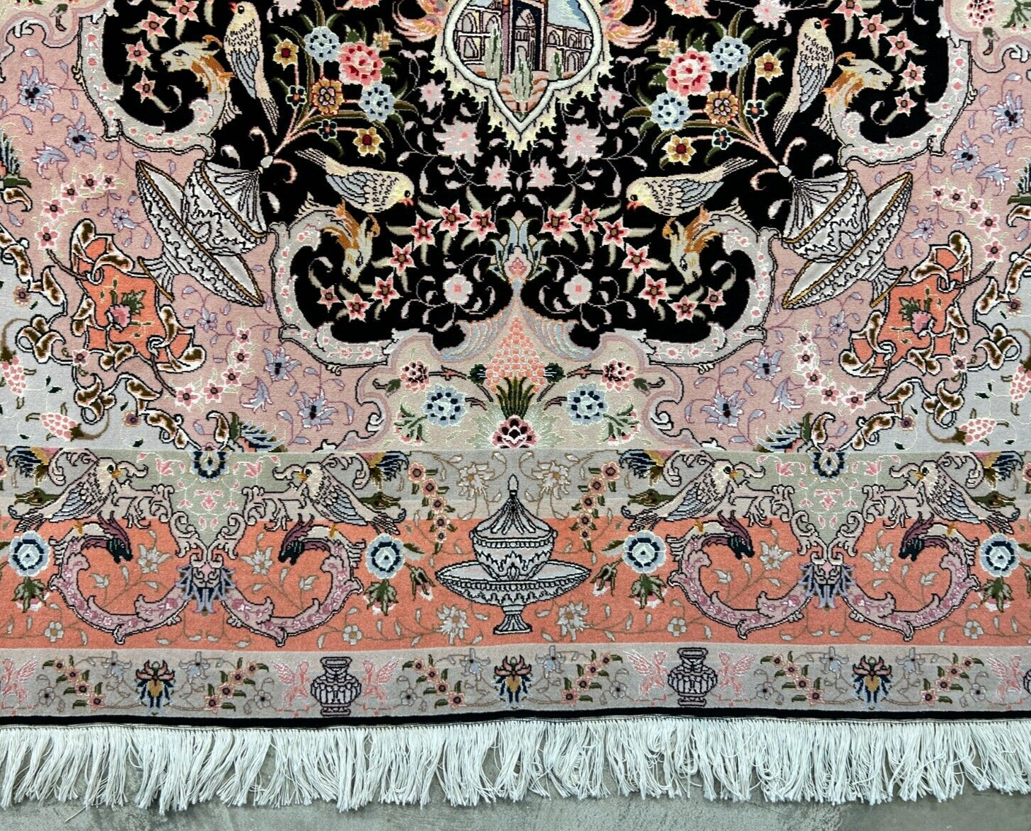 6'8"x10'3" Very-Fine Hand-Knotted Wool & Silk Blend Tabrize Carpet - Area Rug