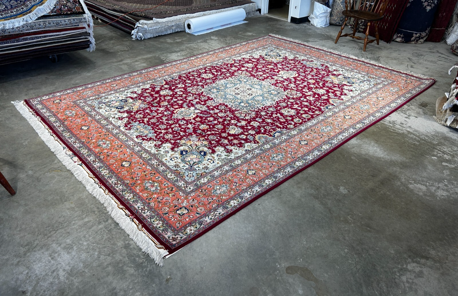 8'x11'7" Extra-Fine 70 Line Silk Foundation Hand-Knotted Wool & Silk Tabrize Rug