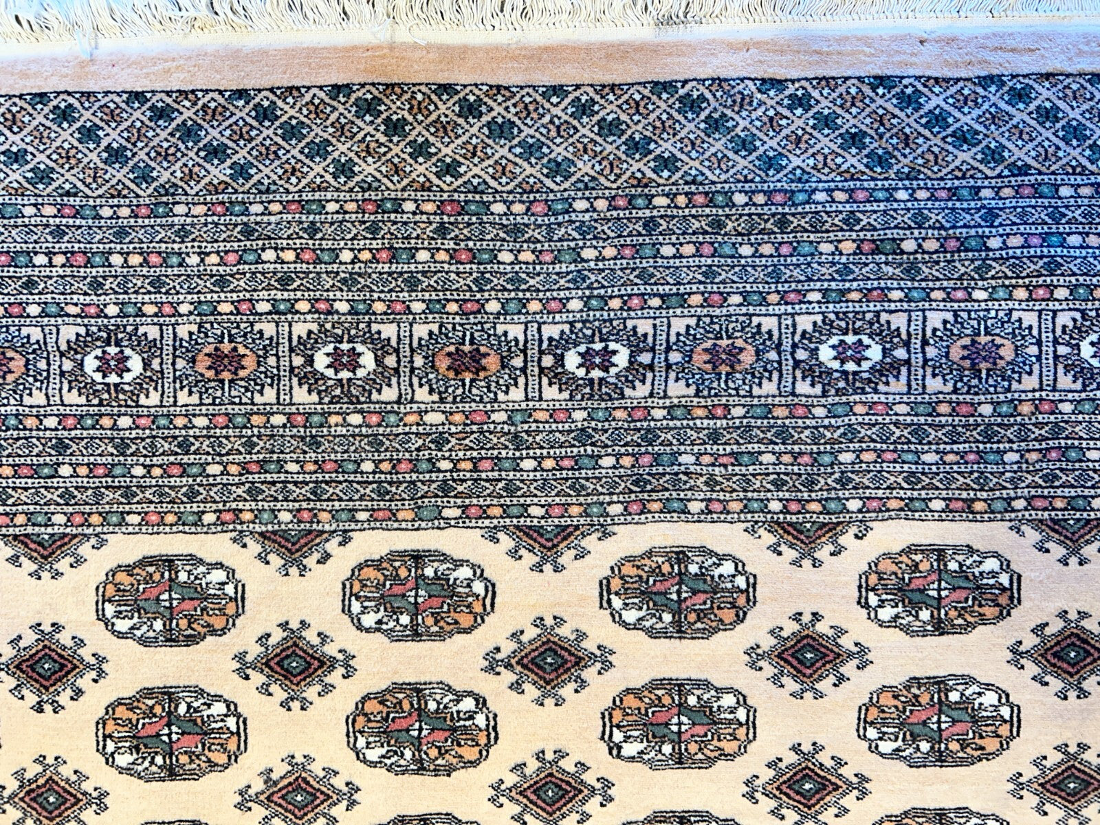 9'3"x12'6" Hand-Knotted 100% Wool Pile Bokhara Rug