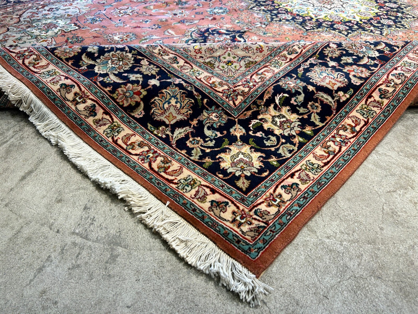 6'9"x10'2" Fine Hand-Knotted Wool & Silk Blend Tabrize Carpet - Area Rug