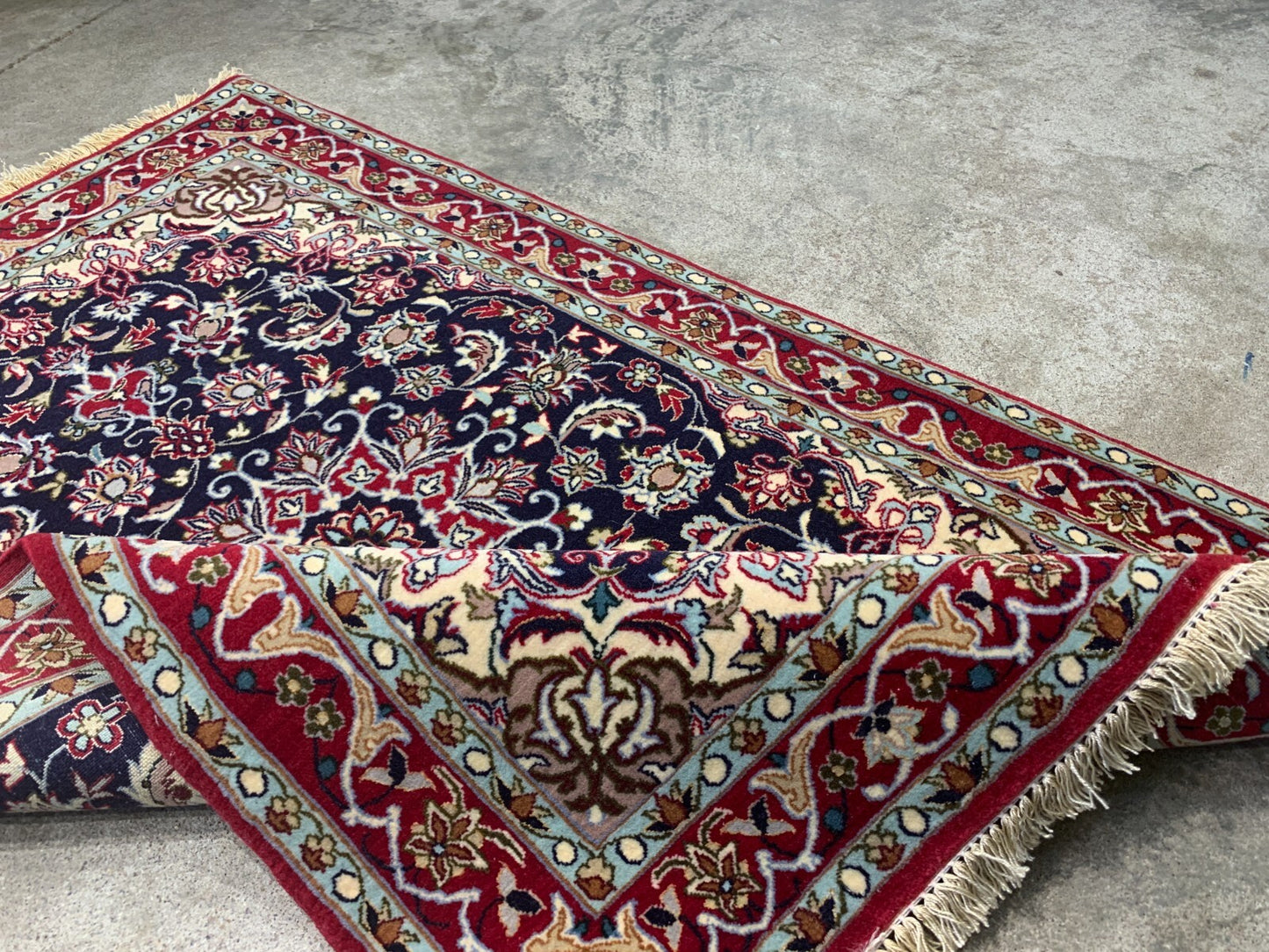 2'4"x3'5" Very Fine Hand-Knotted Wool & Silk Isfahane Rug - Area Carpet