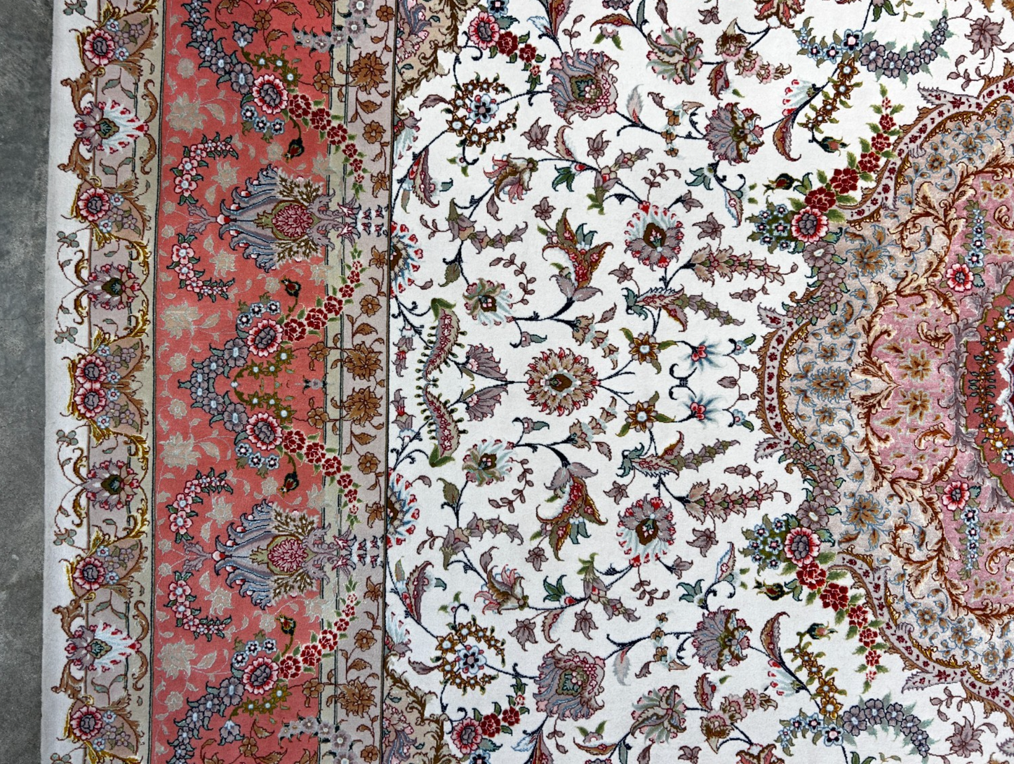 8'3"x11'6" Very Fine Hand-Knotted Wool & Silk Tabrize Area Rug - Signed