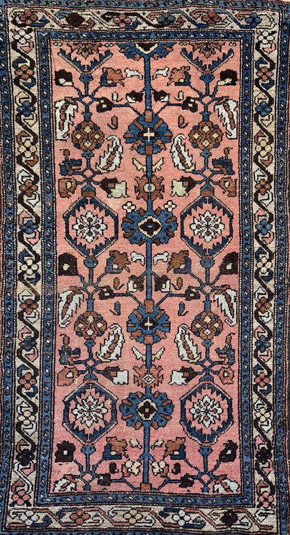 3’3”x6’ Antique Hand-Knotted 100% Wool Pile Hamadane Area Rug - Carpet