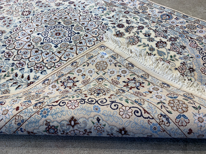 3'2"x4'11'' Very Fine Hand-Knotted  Silk & Wool Naine Area Rug - Carpet