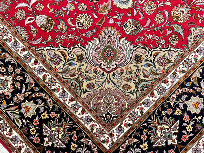 8'10"x12'11" Fine Hand-Knotted Wool & Silk Tabrize Rug