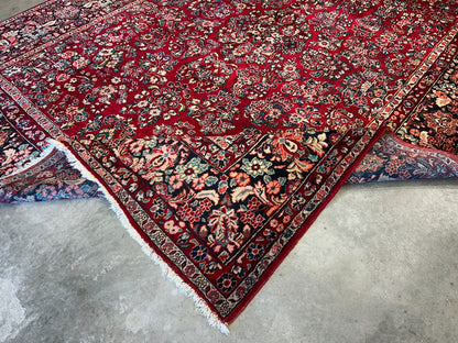 8'10"x12'2" Antique Fine Lamb Wool Sarouke Rug Hand-knotted Carpet