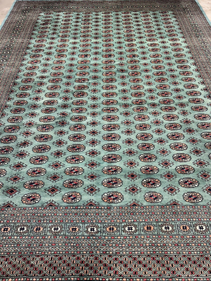 9'2"x12'2" Hand-Knotted 100% Wool Pile Bokhara Design Carpet - Area Rug