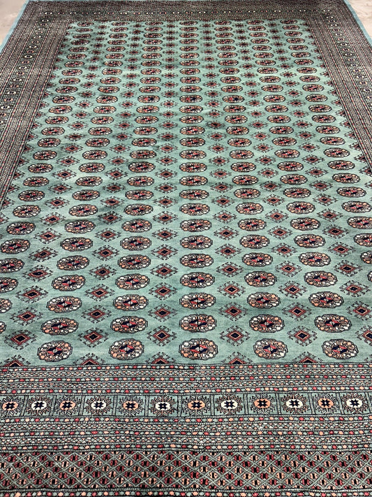 9'2"x12'2" Hand-Knotted 100% Wool Pile Bokhara Design Carpet - Area Rug