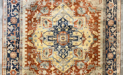 9'x12' Hand-Knotted 100% Lamb Wool Serapie Design Carpet - Area Rug