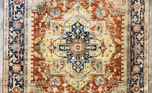 9'x12' Hand-Knotted 100% Lamb Wool Serapie Design Carpet - Area Rug