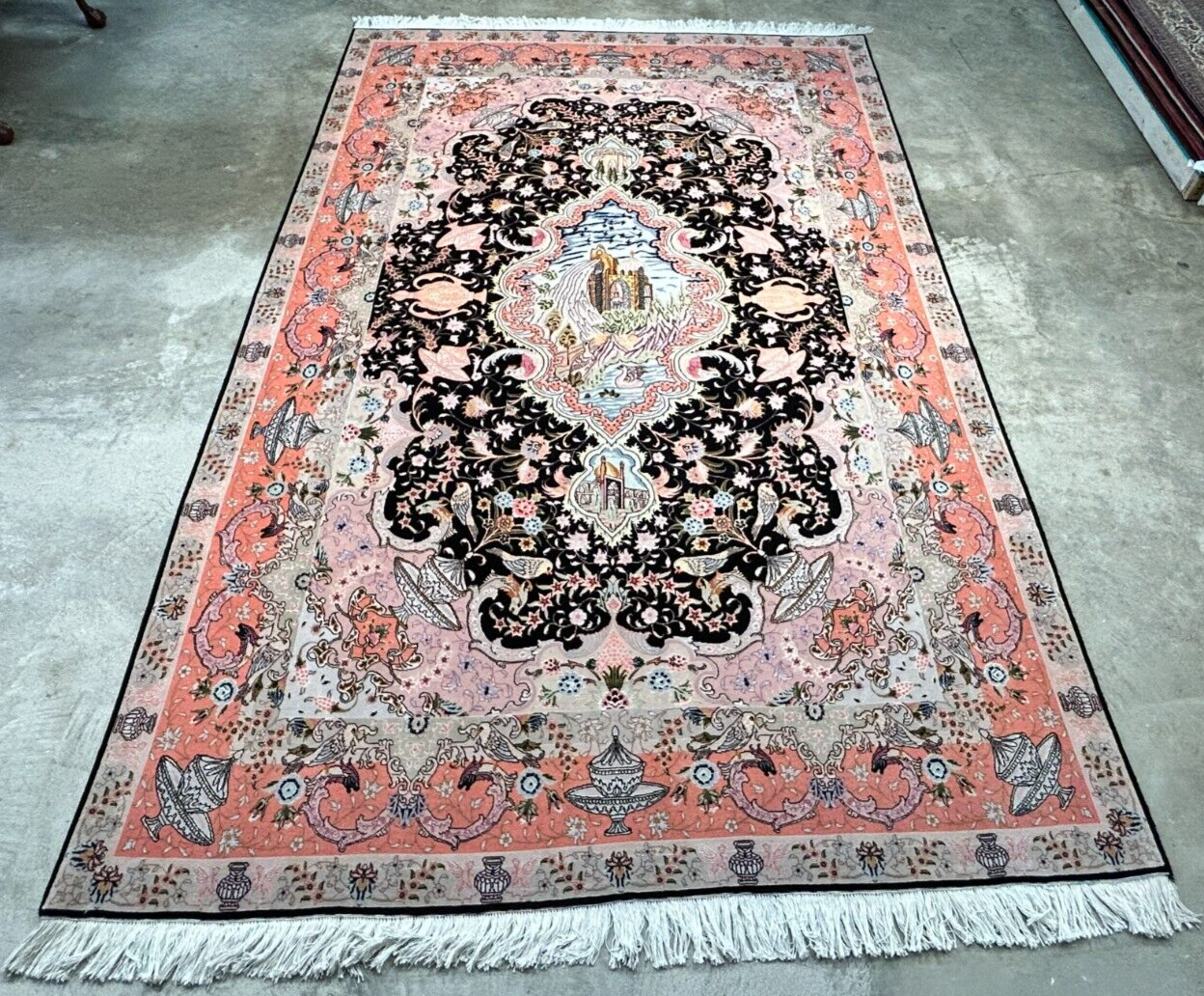 6'8"x10'3" Very-Fine Hand-Knotted Wool & Silk Blend Tabrize Carpet - Area Rug