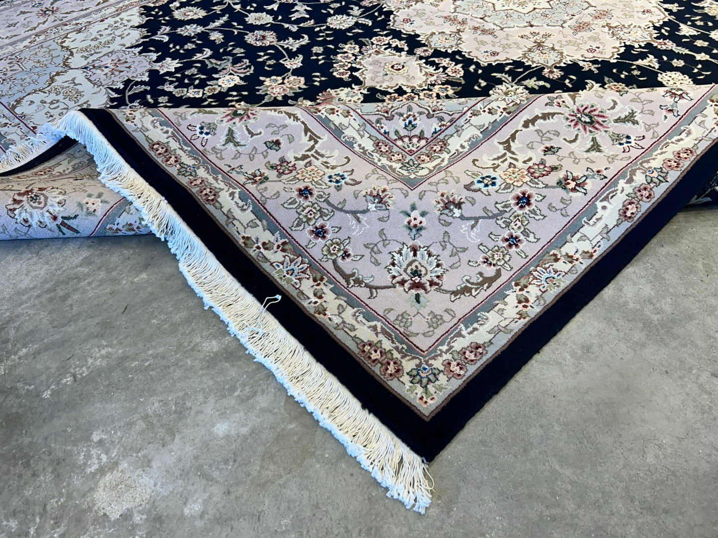 9'x12' Hand-Knotted Wool & Silk Blend Oriental Rug