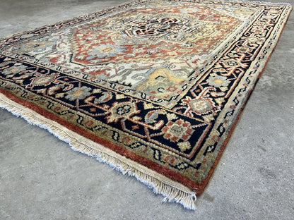 4’1”x6’1” Hand-Knotted 100% Wool Indoserapi Area Rug - Carpet