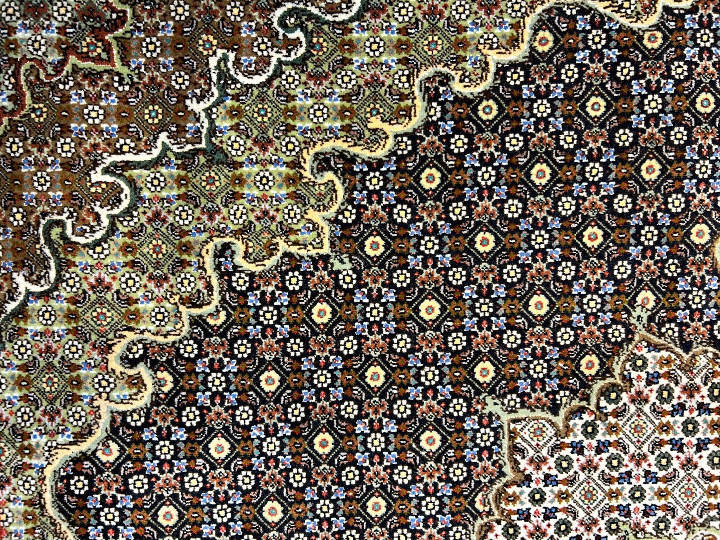 6'6"x6'8" Very Fine Hand-Knotted Wool & Silk Tabrize Rug