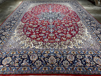 8'1"x11'6" Extra Fine Hand-Knotted Wool & Silk Isfahane Rug