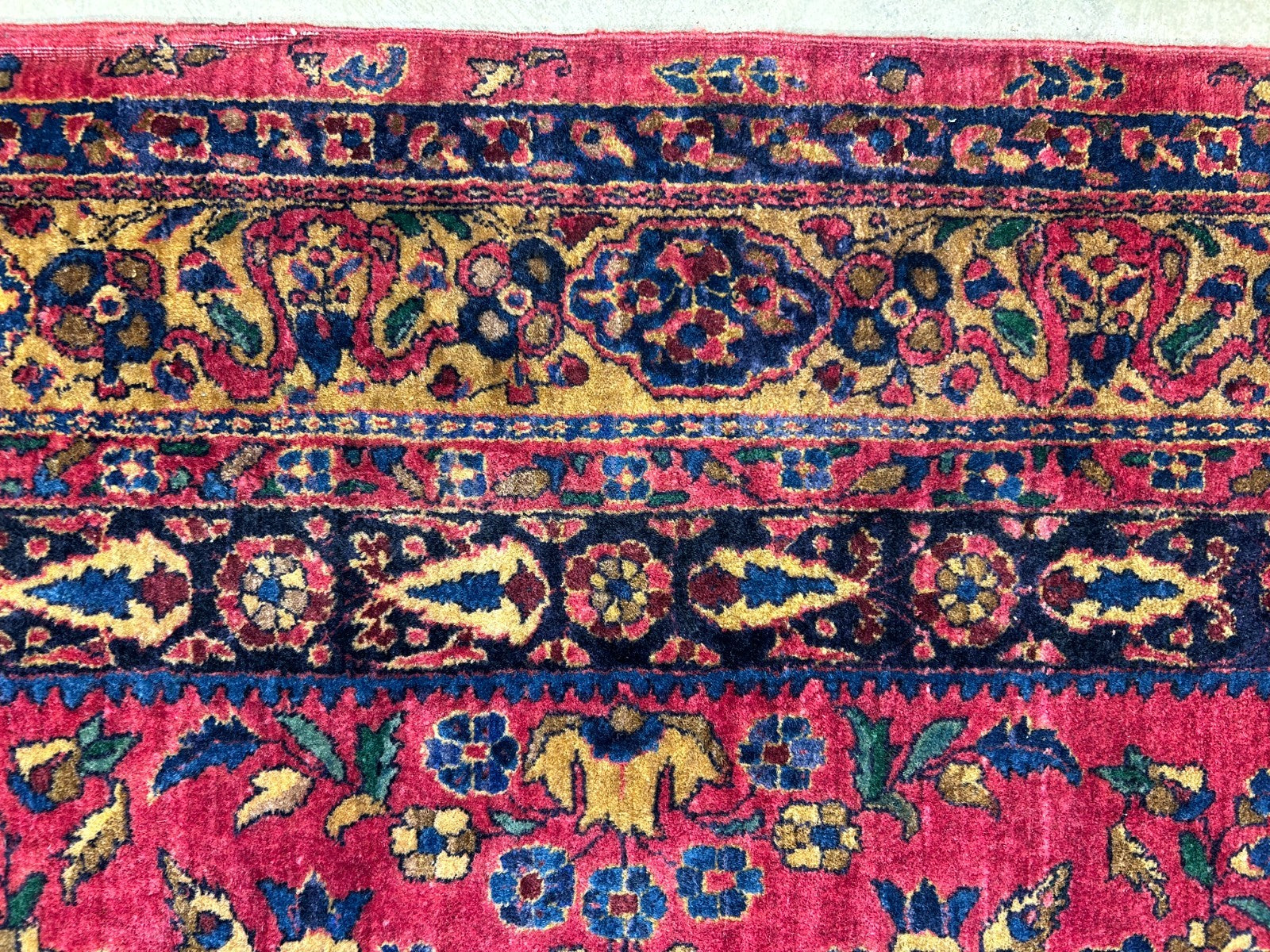 4'5"x6'6" Rare Antique Hand-Knotted 100% Wool Pile Sarouke Area Rug - Carpet