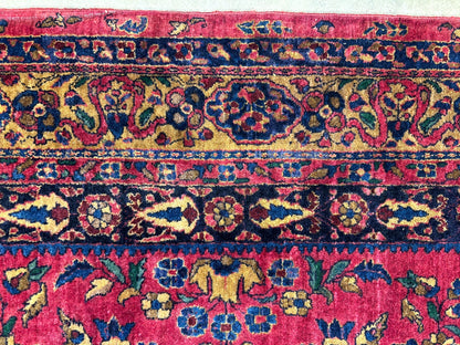 4'5"x6'6" Rare Antique Hand-Knotted 100% Wool Pile Sarouke Area Rug - Carpet