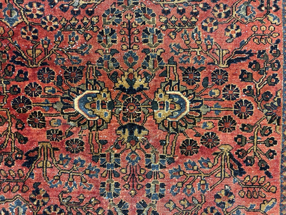 4'9”x6’3” Antique Fine Wool Sarouke Rug Hand-knotted Carpet