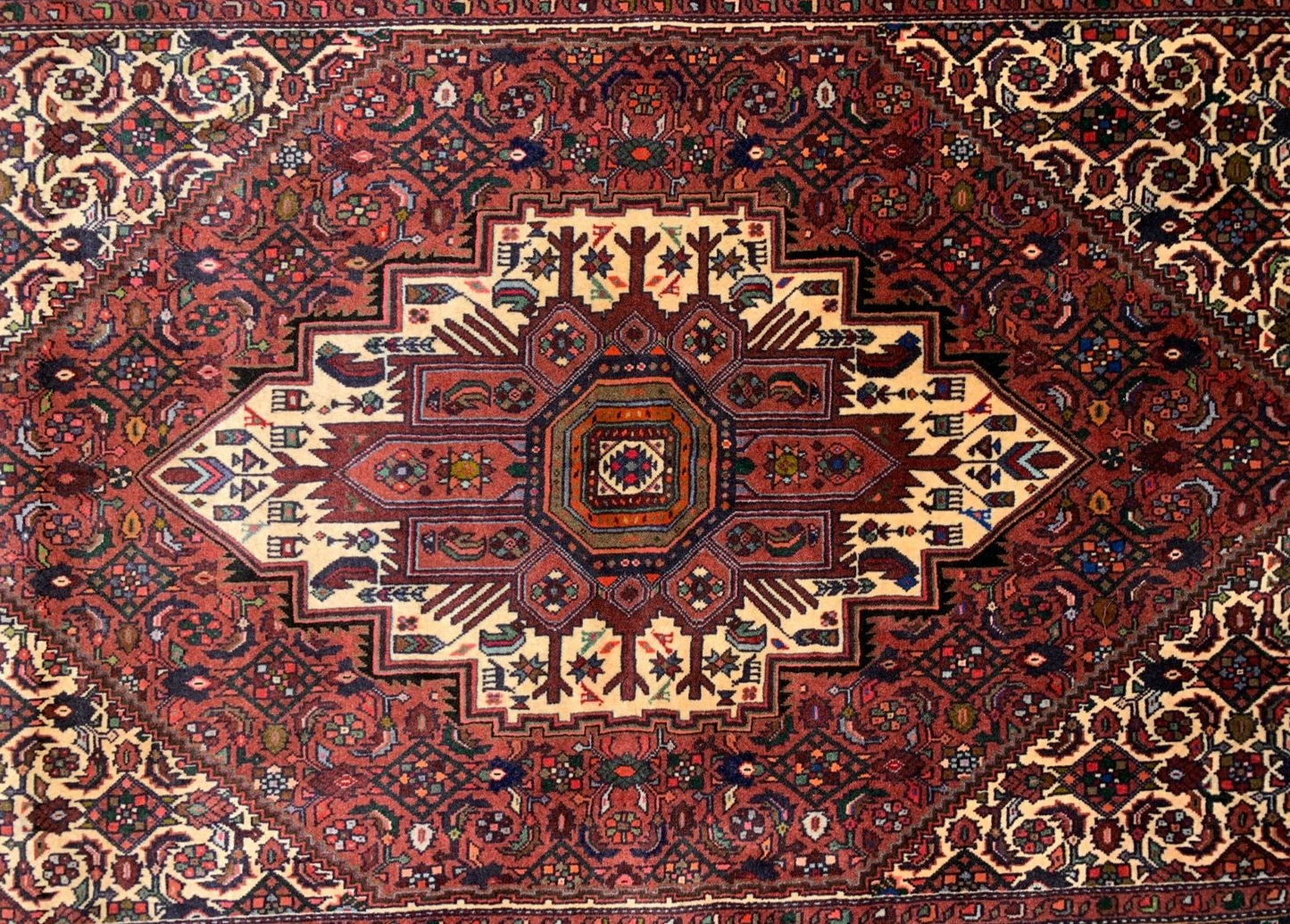 4'2"x6'6" Hand-Knotted 100% Wool Pile Bijare Gholtoghe Carpet - Area Rug