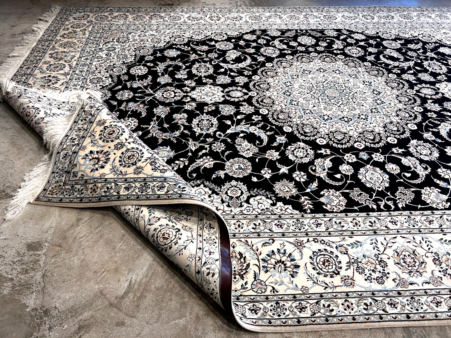  8'3"x11'10'' Very Fine Silk & Wool Habibian Naine Area Rug - Area Carpet