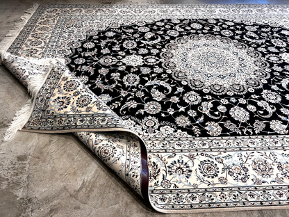  8'3"x11'10'' Very Fine Silk & Wool Habibian Naine Area Rug - Area Carpet