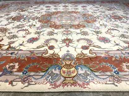 5'x6'8" Very Fine Hand-Knotted Wool & Silk Blend Tabrize Carpet - Area Rug