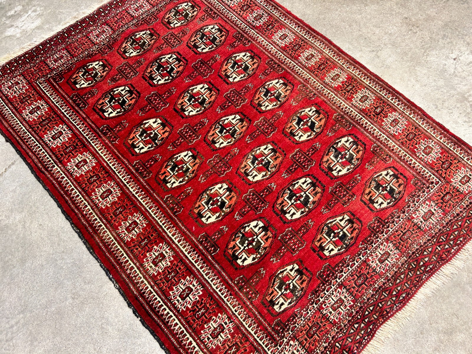 3'x4'2" Hand-Knotted 100% Wool Pile Turkaman Bokhara Rug