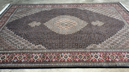 6'7"x9'10" Fine Hand-Knotted Wool & Silk Blend Tabrize Mahi Carpet - Area Rug