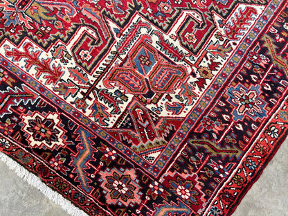 7'10"x11'4" Hand-Knotted 100% Wool Pile Herize Rug