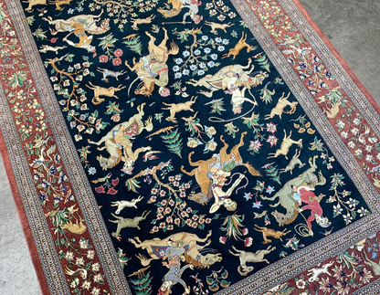 4'3"x6'8" Exquisite Extra-Fine Hand-Knotted 100% Silk Qume Area Rug - Carpet