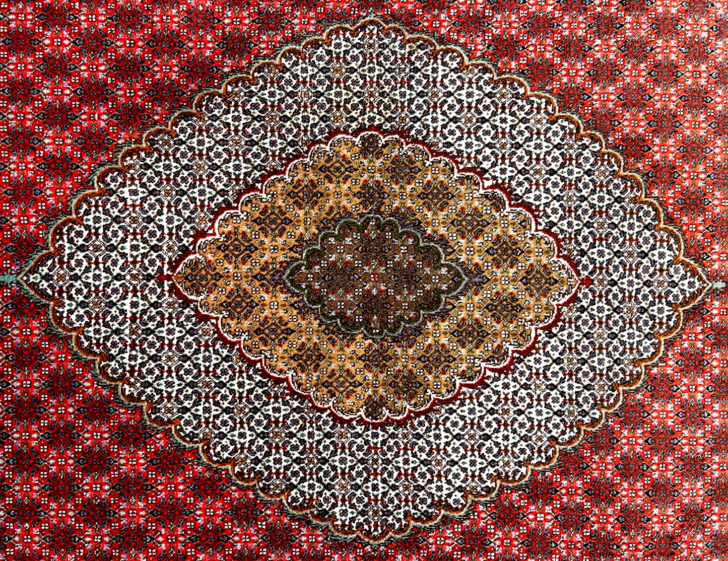 8'3"x11'3" Hand-Knotted Silk & Wool Tabrize Fish Style Area Rug