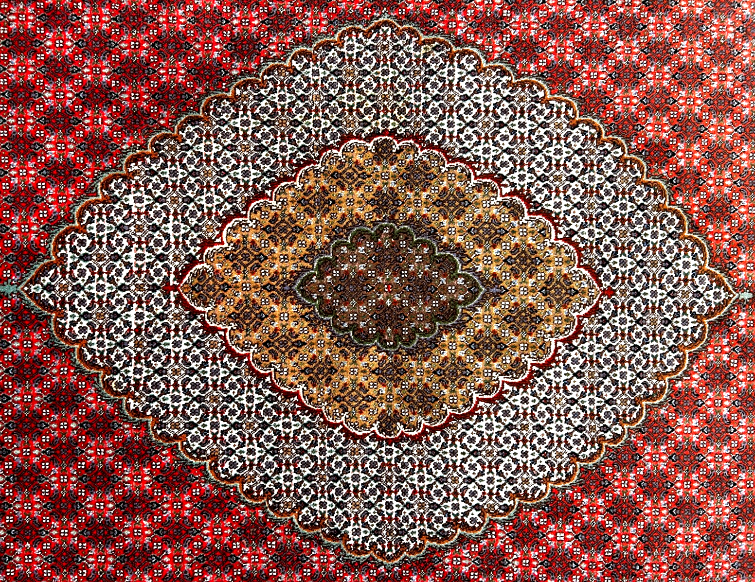 8'3"x11'3" Hand-Knotted Silk & Wool Tabrize Fish Style Area Rug