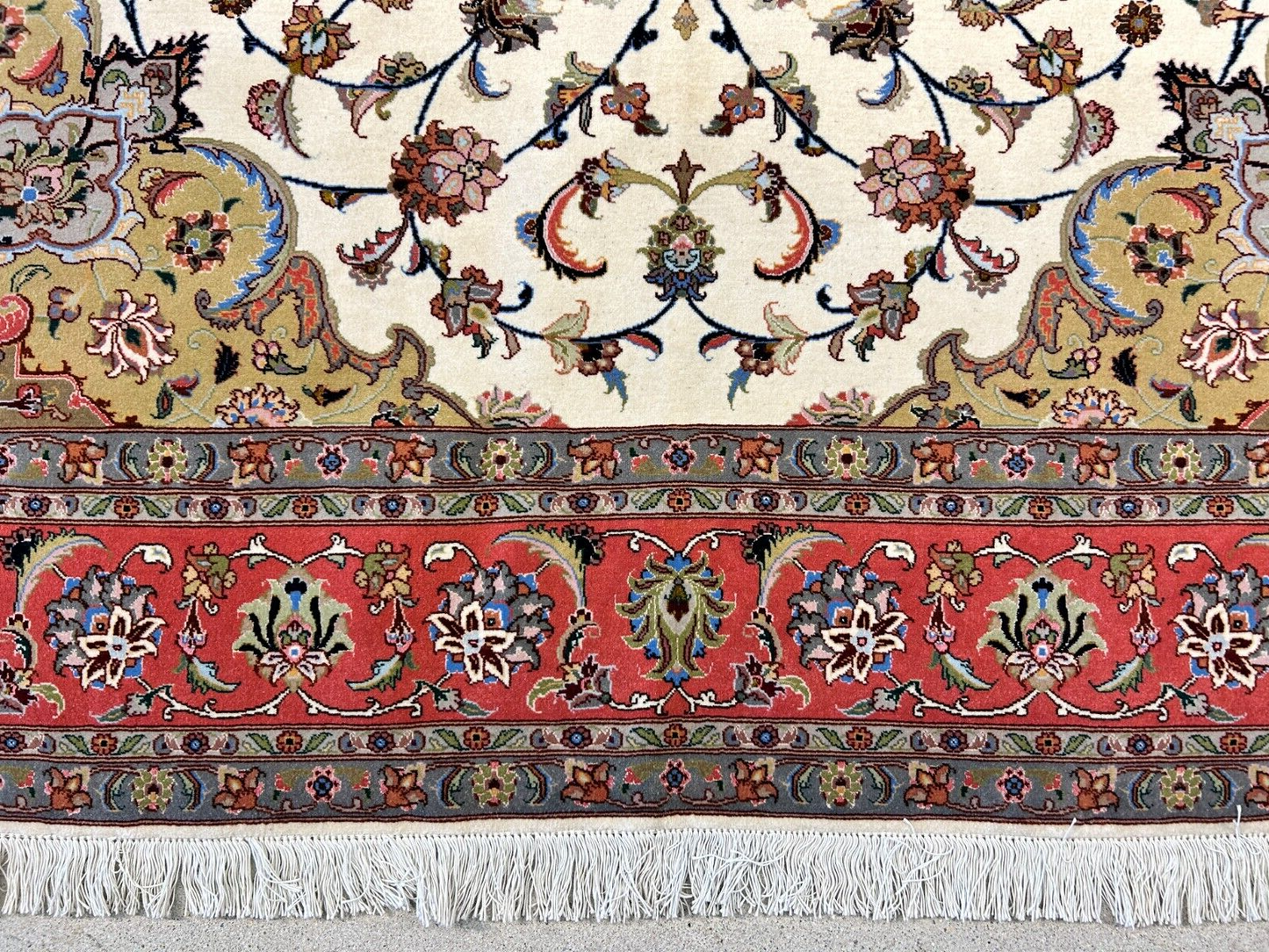 6'9"x8'1" Fine Hand-Knotted Wool & Silk Blend Tabrize Carpet - Area Rug