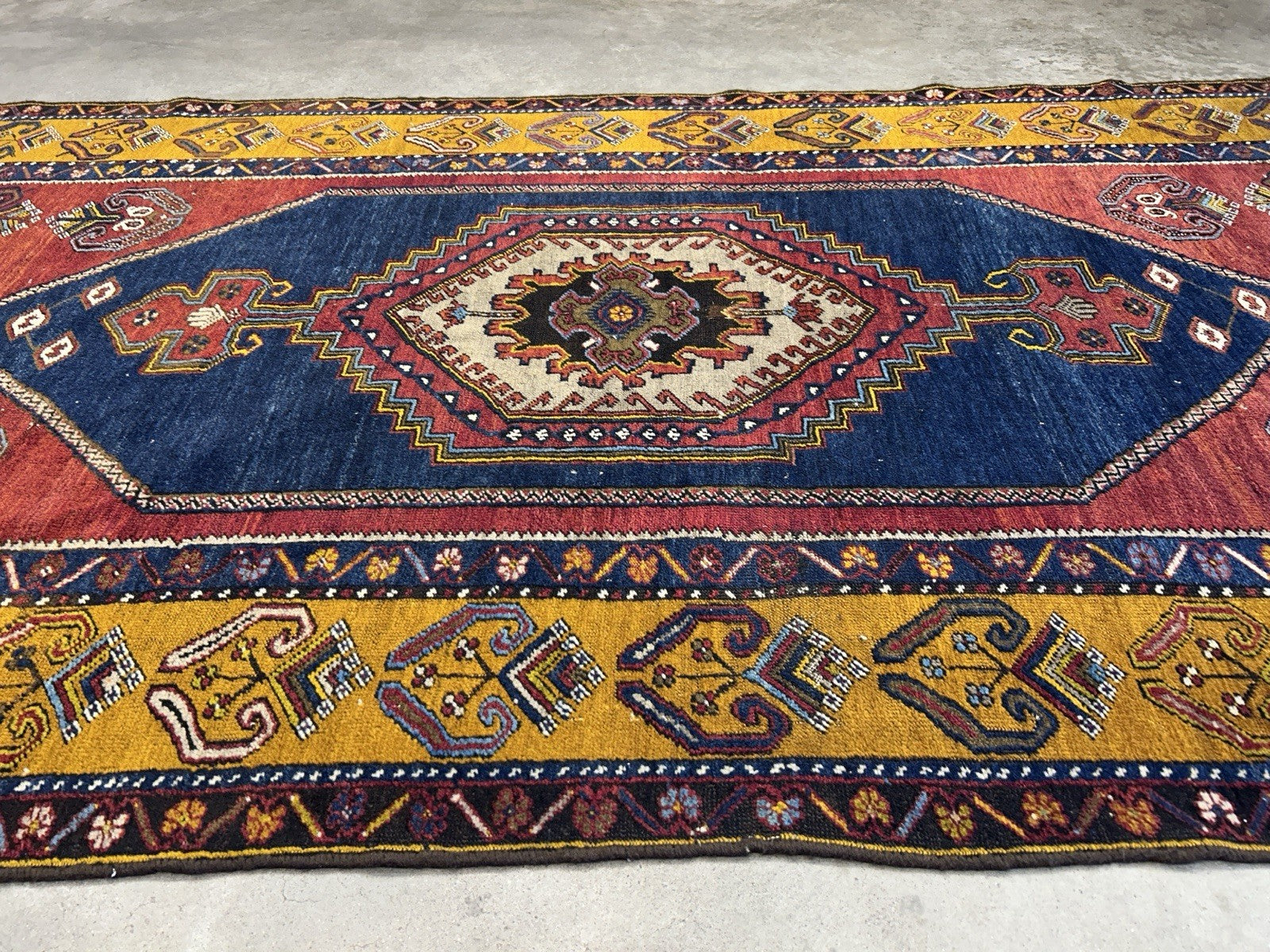 4'2"x8'1" Antique Hand-Knotted 100% Wool Pile Kazak Caucasian Area Rug - Carpet