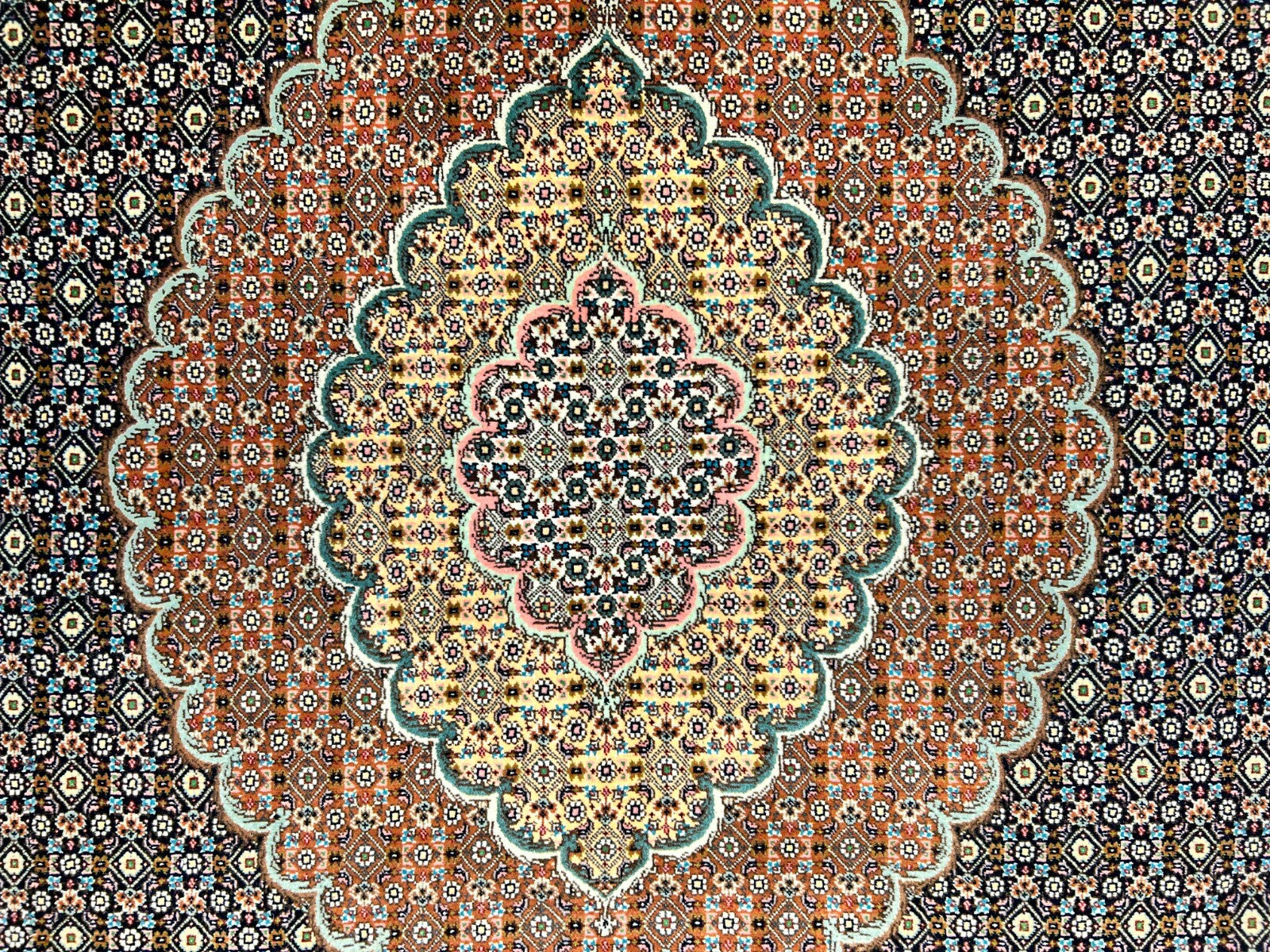 6'7"x9'9" Fine Hand-Knotted Wool & Silk Blend Tabrize Mahi Carpet - Area Rug