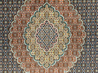 6'7"x9'9" Fine Hand-Knotted Wool & Silk Blend Tabrize Mahi Carpet - Area Rug