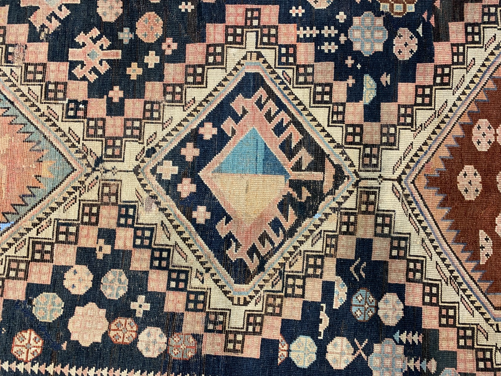 4'9"x10'2" Collector Antique Hand-Knotted 100% Wool Pile Caucasian Rug