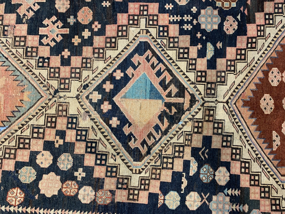 4'9"x10'2" Collector Antique Hand-Knotted 100% Wool Pile Caucasian Rug