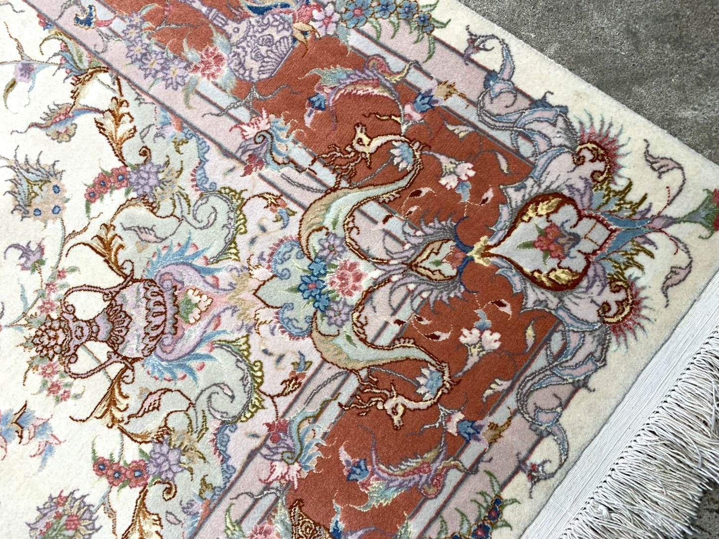 5'x6'8" Very Fine Hand-Knotted Wool & Silk Blend Tabrize Carpet - Area Rug