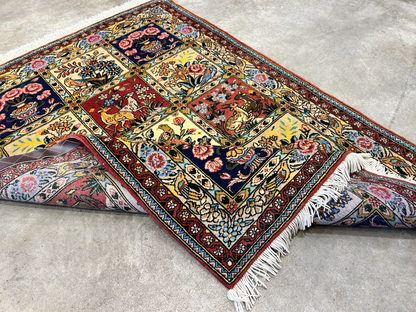 3'5"x5'2" Hand-Knotted 100% Lamb Wool Bakhtiarie Carpet - Area Rug