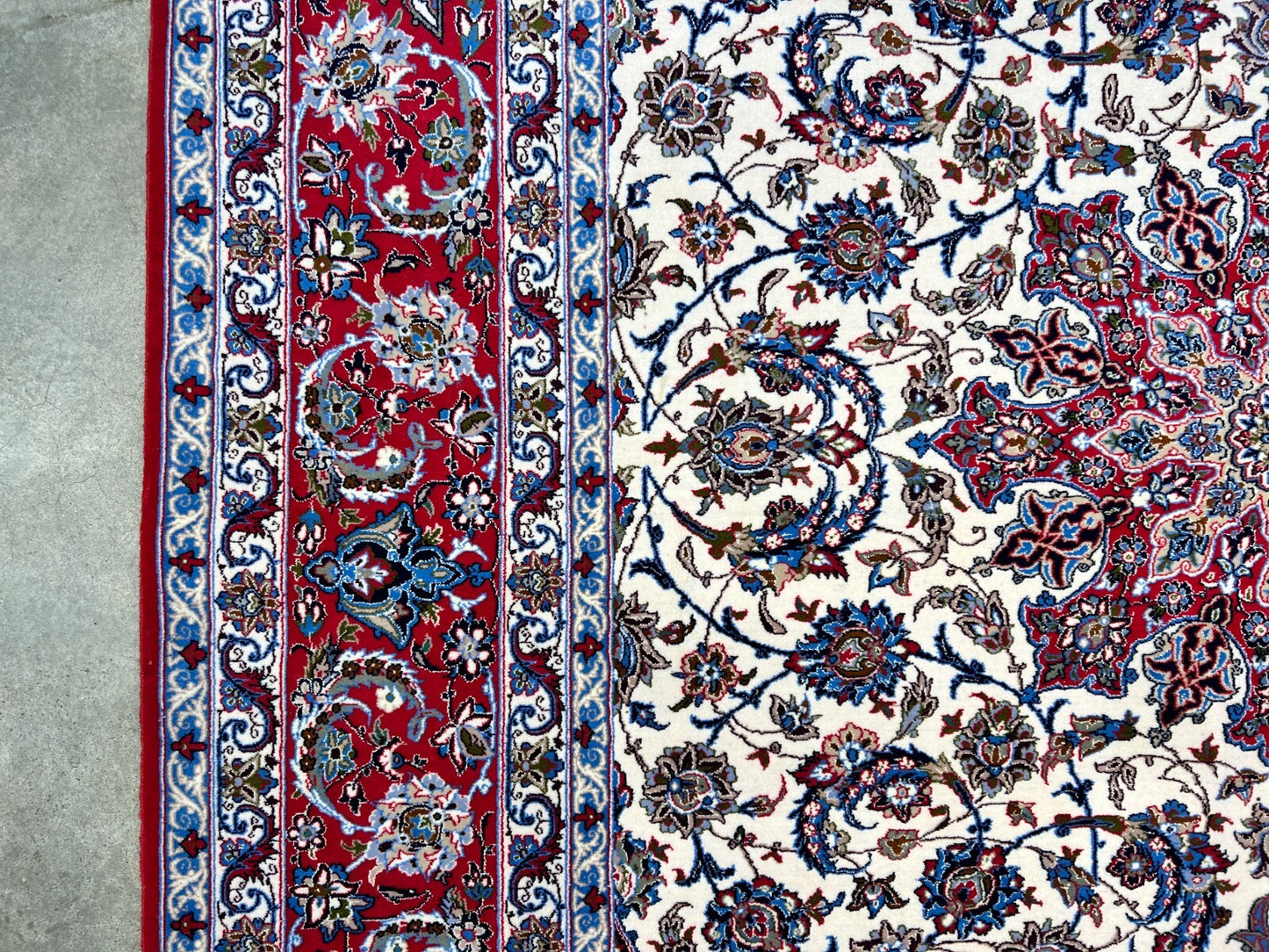 6'9"x10'1" Extra-Fine Hand-Knotted Wool & Silk Blend Isfahane Carpet - Area Rug