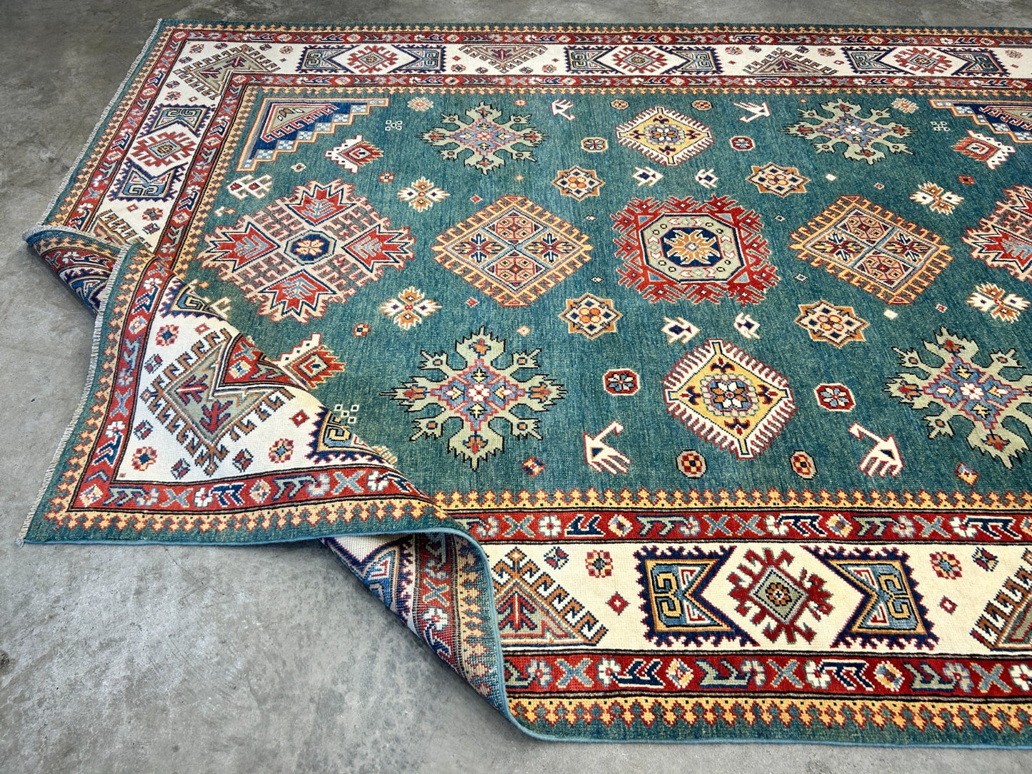 7'x10' Hand-Knotted 100% Wool Carpet - Fine Kazak Area Rug